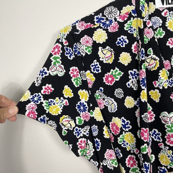 Vicky Tiel Midi Wrap Dress Size XL Black Colorful Floral Stretch Casual Career - Picture 5 of 10